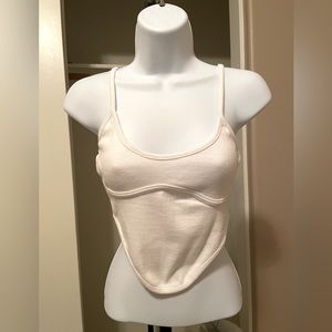 NWOT PrettyLittleThing new corset white thick cotton crop top. Size 4 (xs)